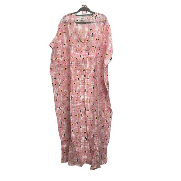 Unique Vintage Floral Chiffon Caftan Dress - Picture 2 of 8